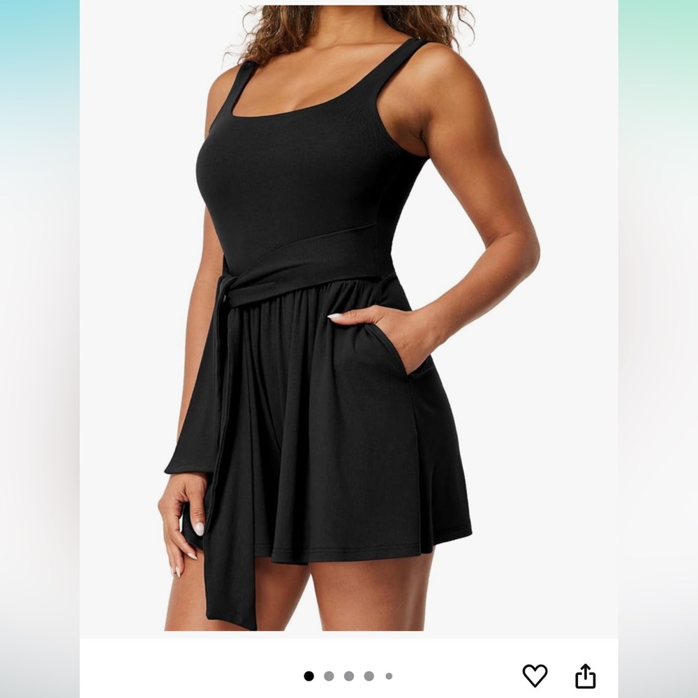 Black Sleeveless Romper with Belt